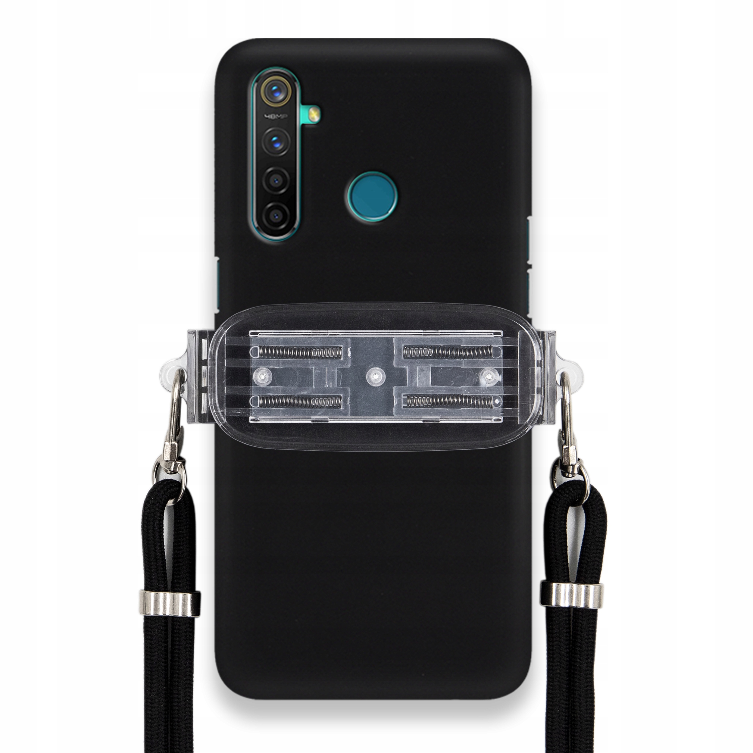 Puzdro Pre Realme 6i Smooth Case Ochrana Univerzálneho Držiaka Čierna Šnúrka