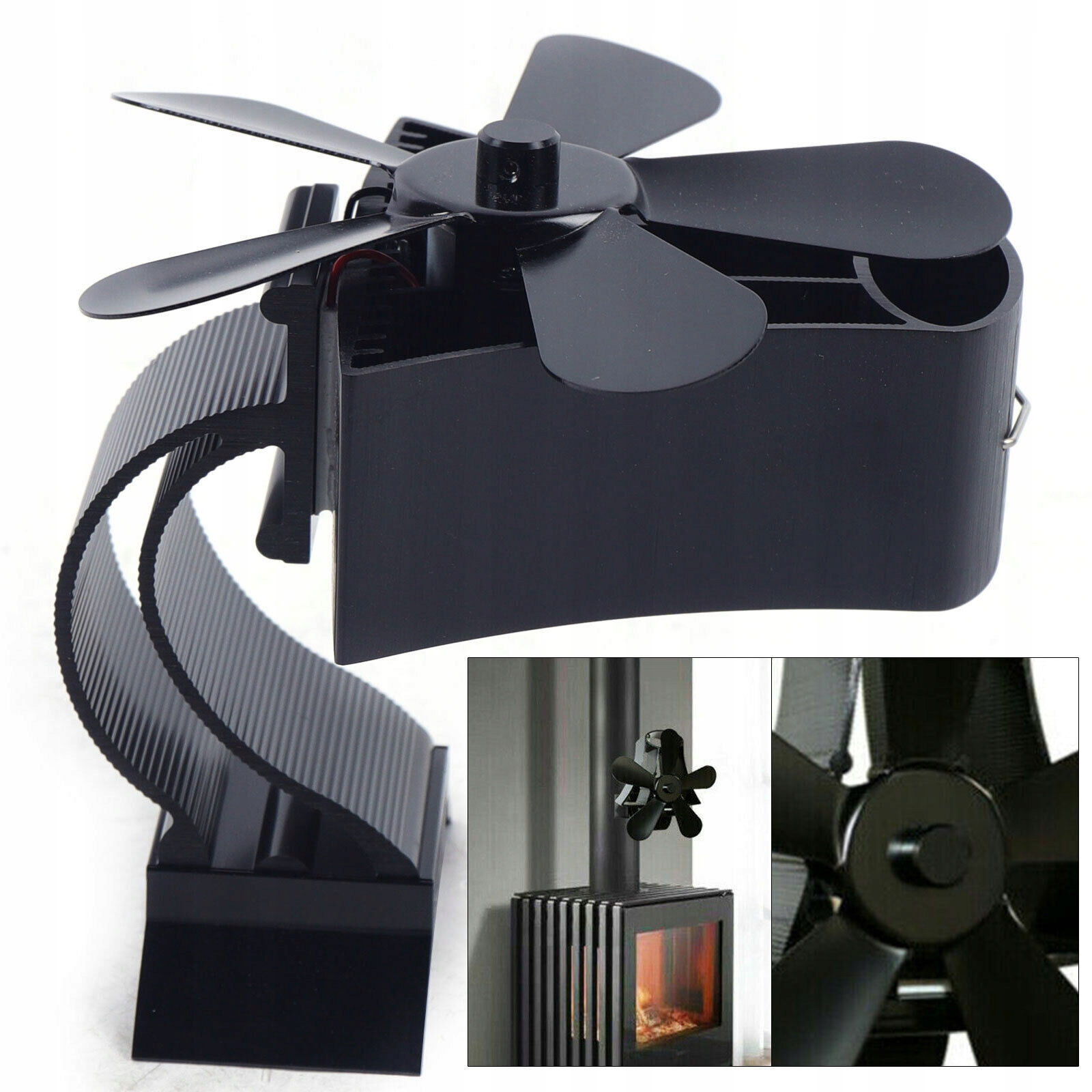 5-OSTRZY CZARNY WENTYLATOR KOMINKOWY Marka bez marki