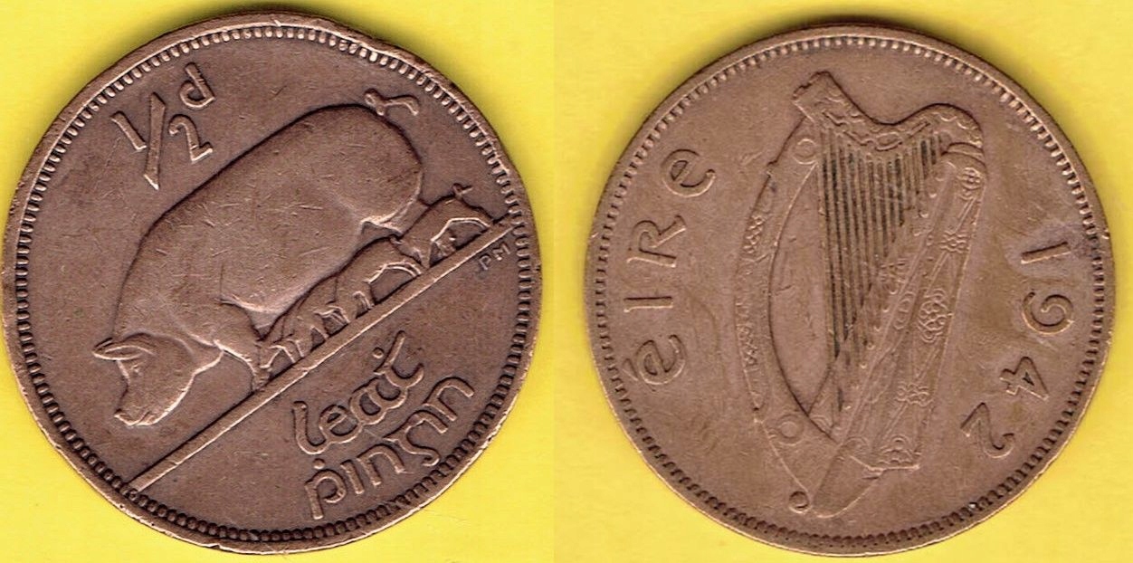 IRLANDIA 1/2 Penny 1942 r.