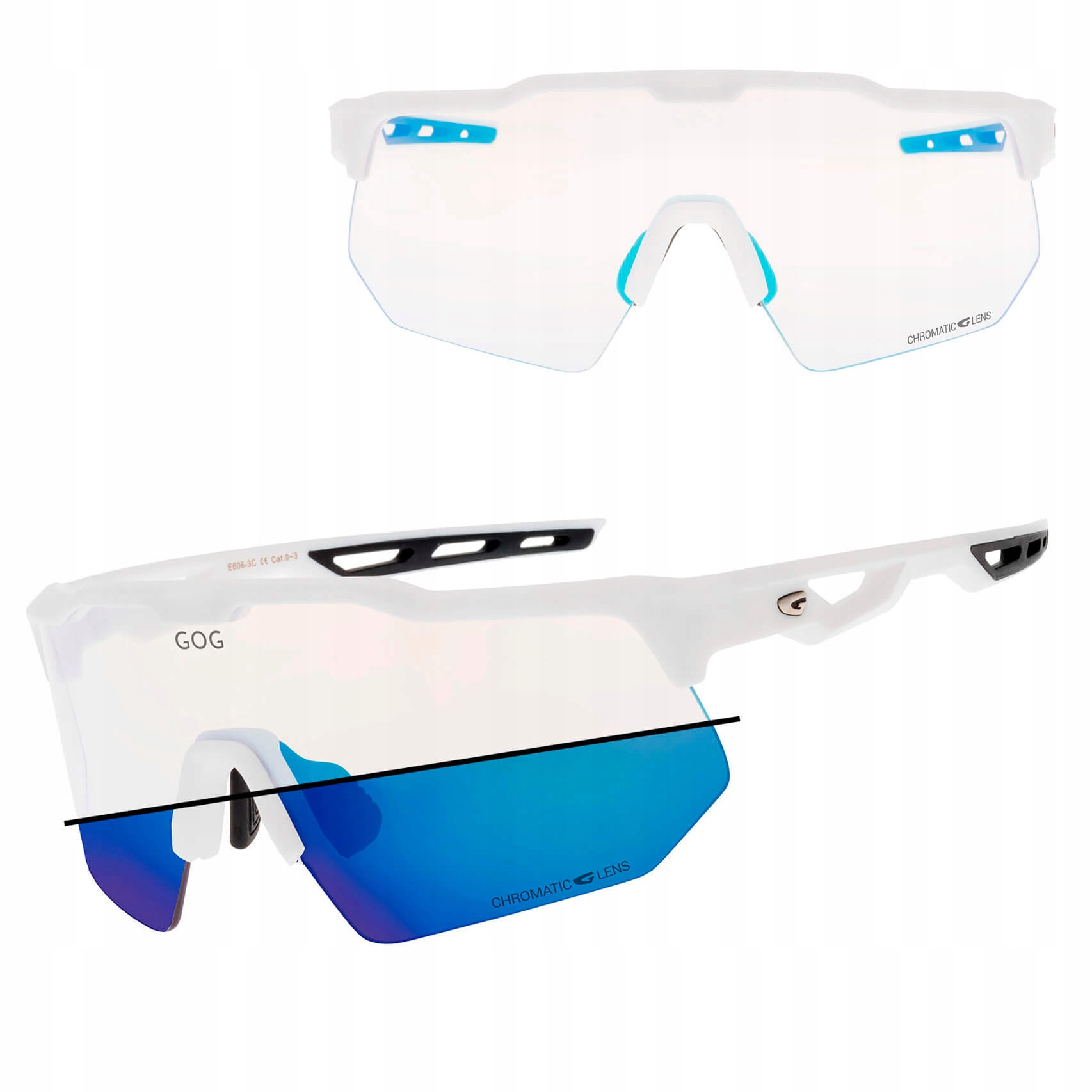 Cyklistické sluneční brýle Fotochromové sportovní Gog bílé