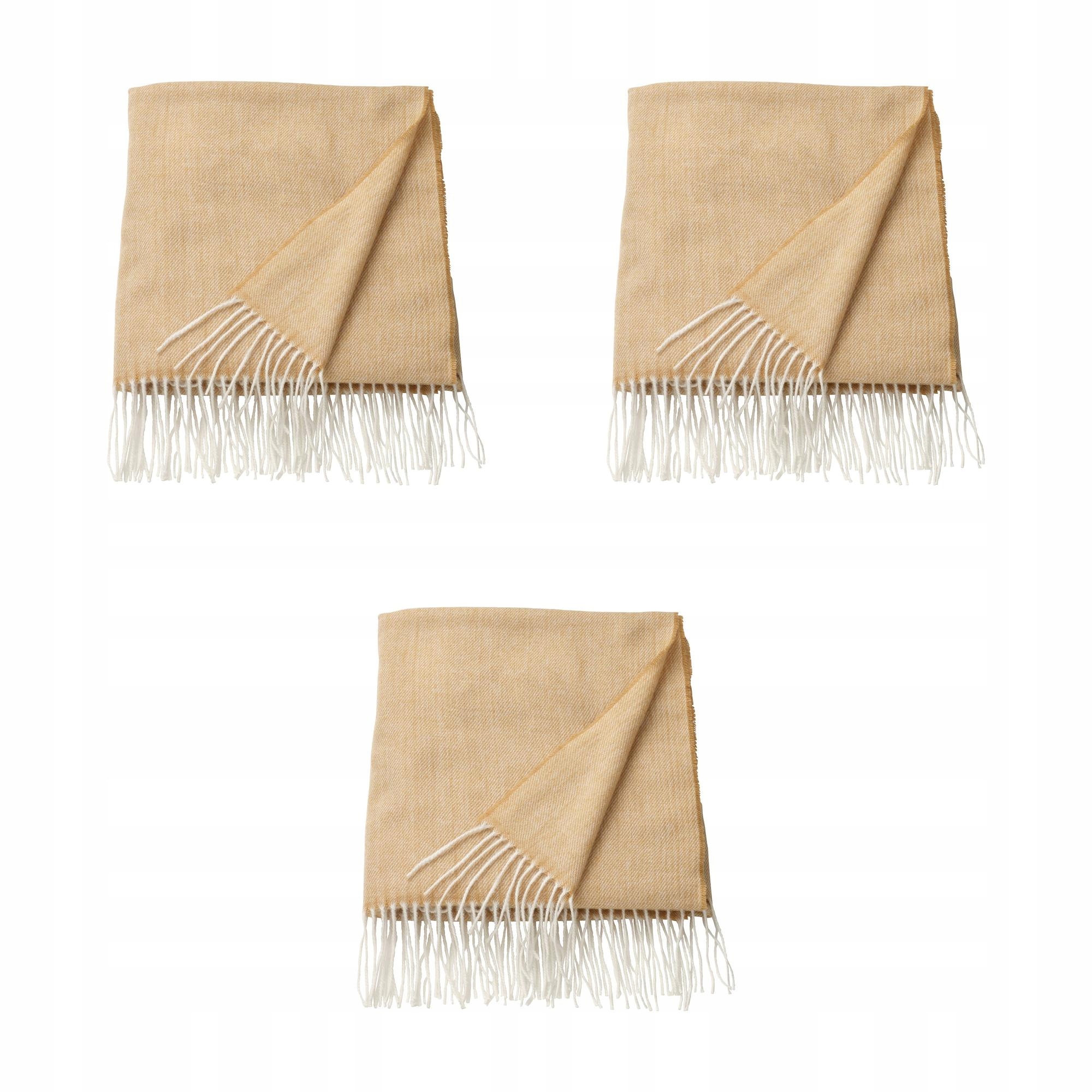 3 ks Holmvi Pled béžovožlutá barva 120 x 160 cm