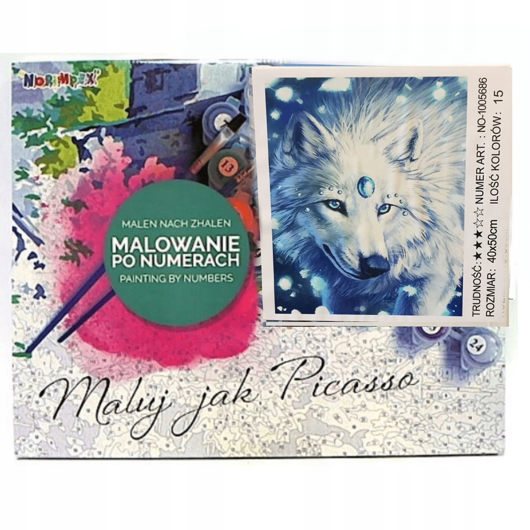 

Malowanie po numerach 40x50 obraz Biały wilk