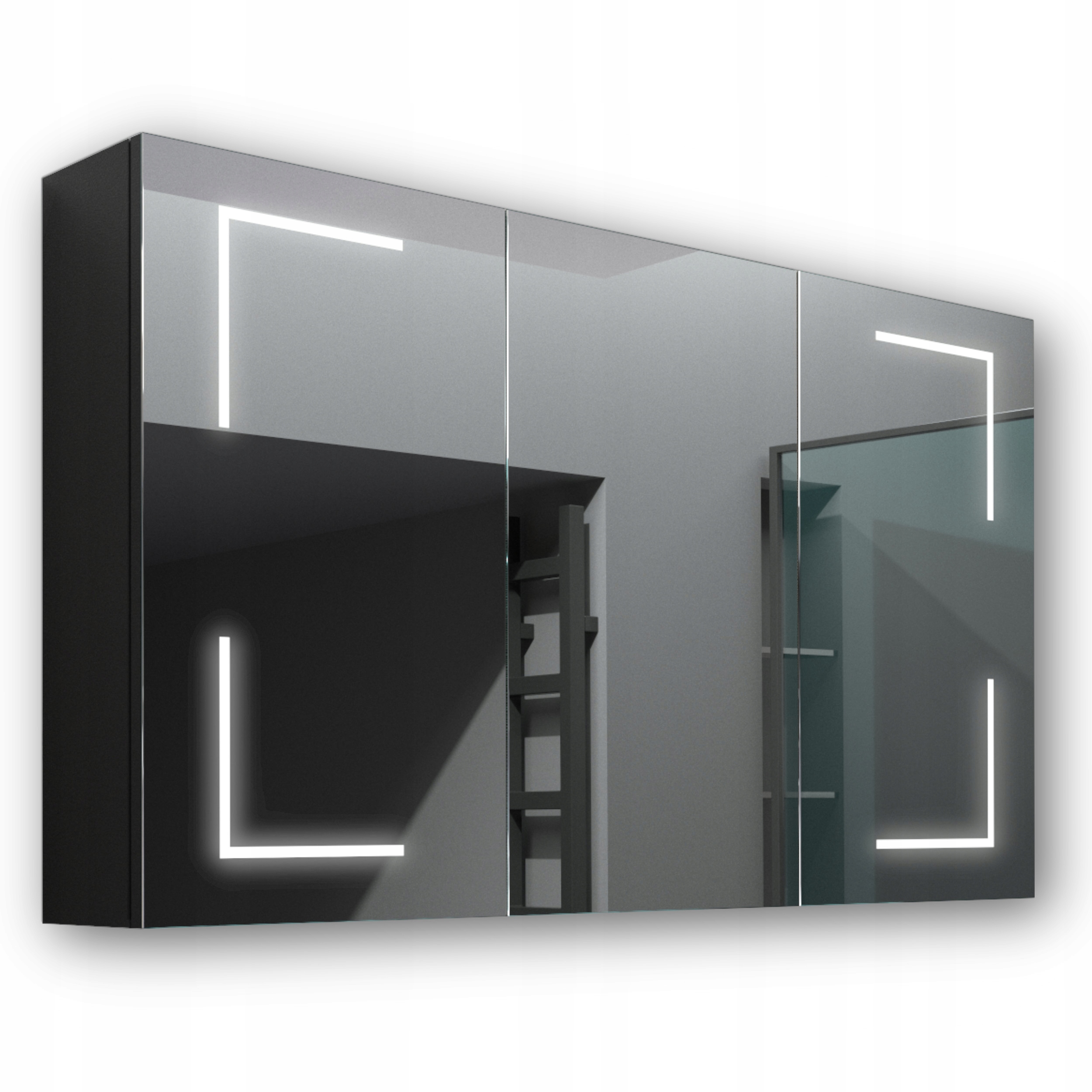 Drevená skrinka 120x70 Led zrkadlo Jupiter čierna