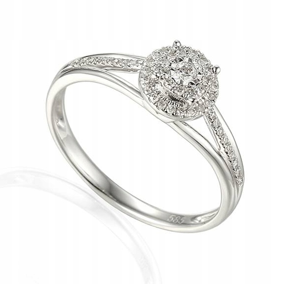 Prstýnek z bílého zlata Au 585 s diamanty Gravírování vel. 15