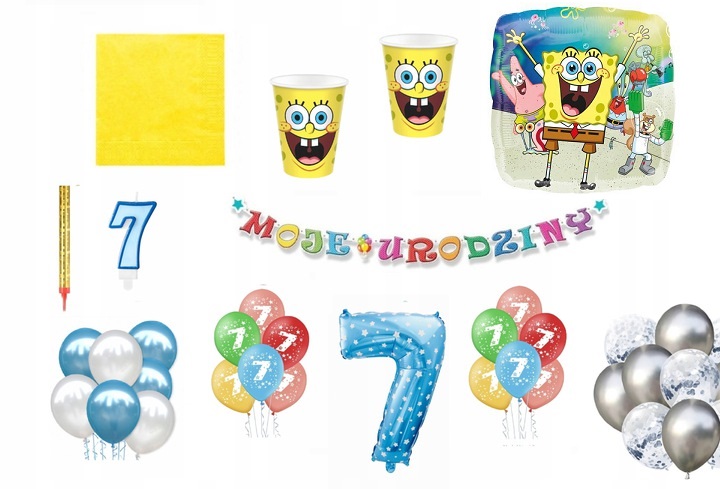 

Zestaw Spongebob Kanciastoporty 7 Urodziny Balony