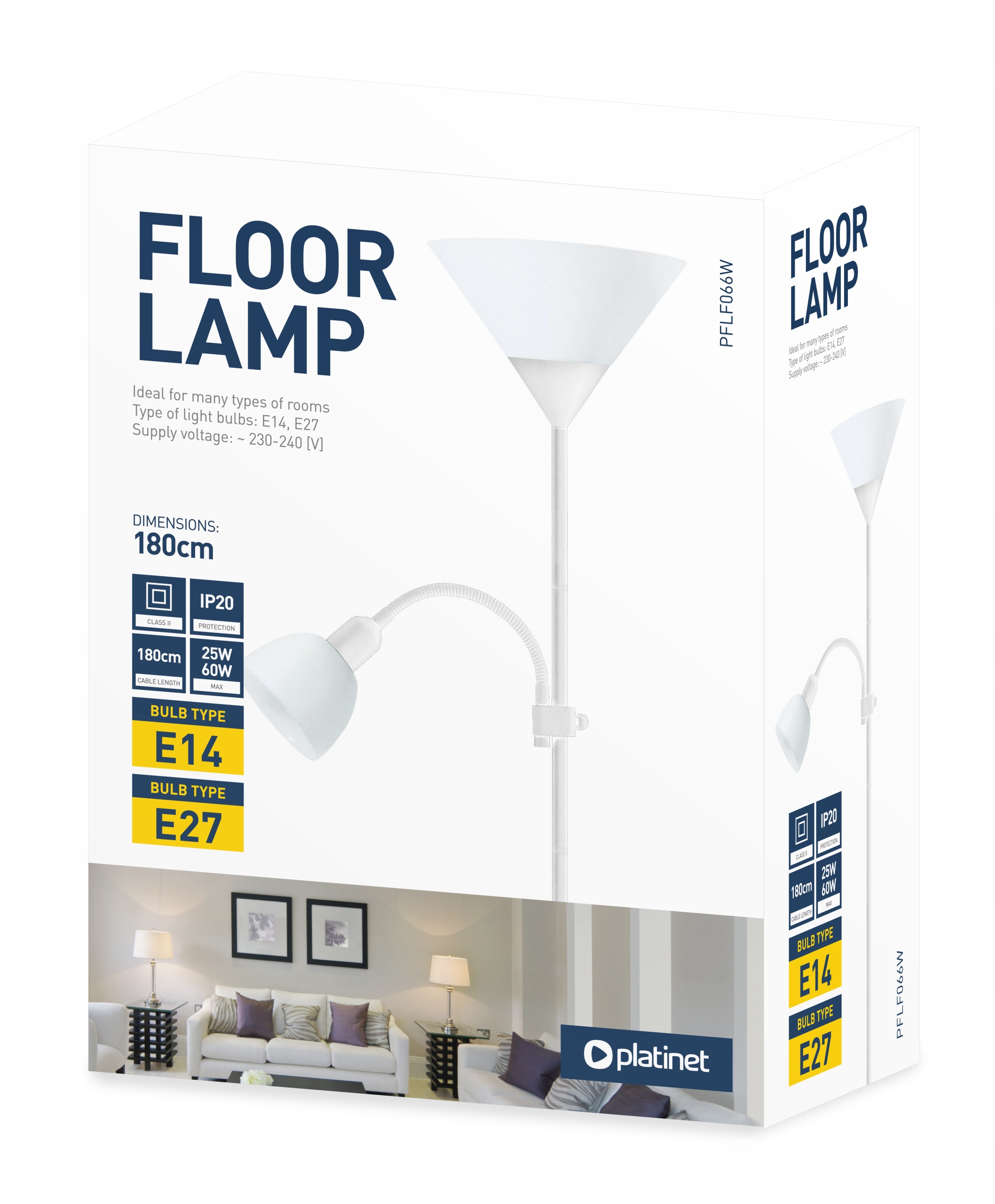 Lampa podłogowa PLATINET Floor E27 60 W biały Marka PLATINET