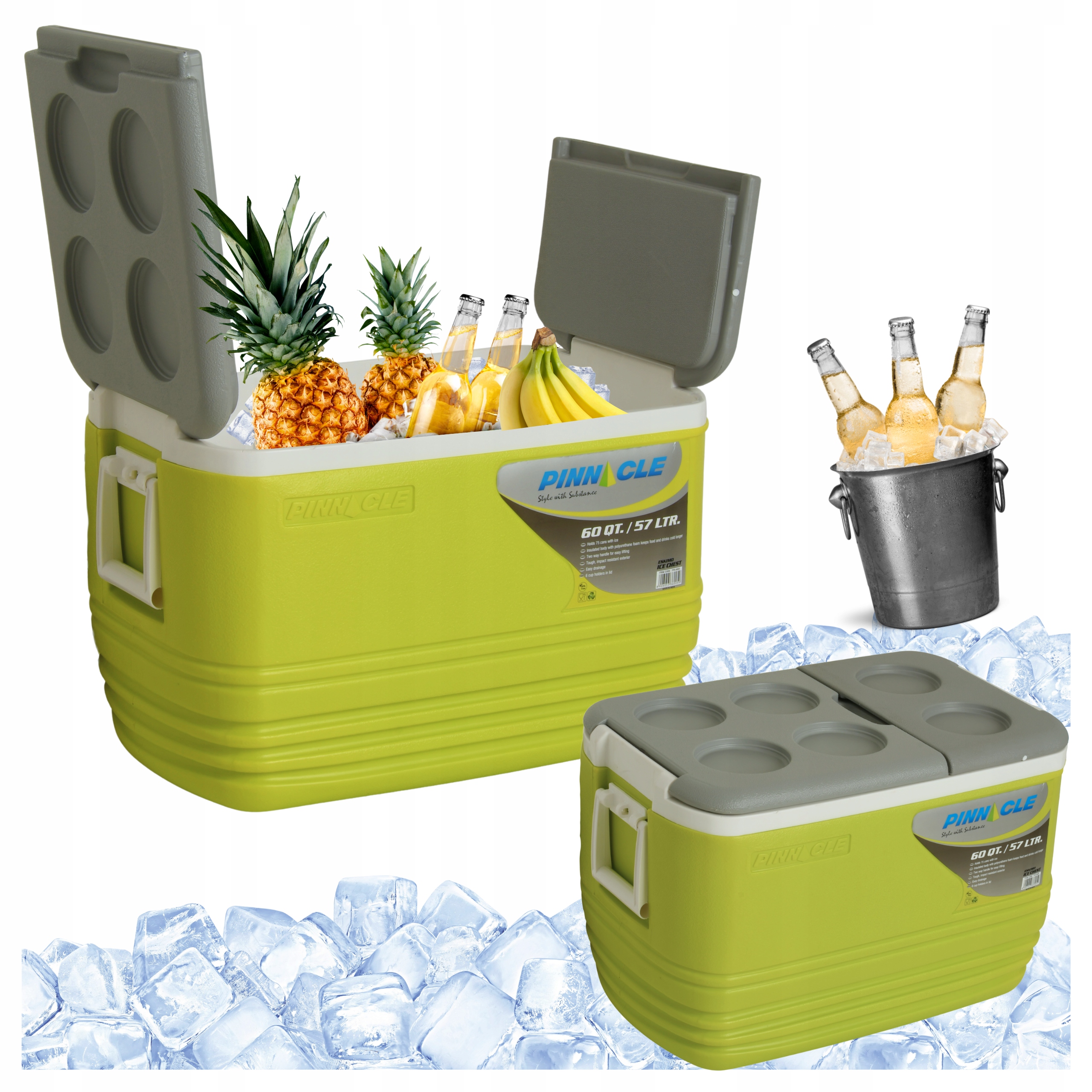 Velká turistická lednička na mrazicí vložky 57 l do auta Pinnacle Eskimo