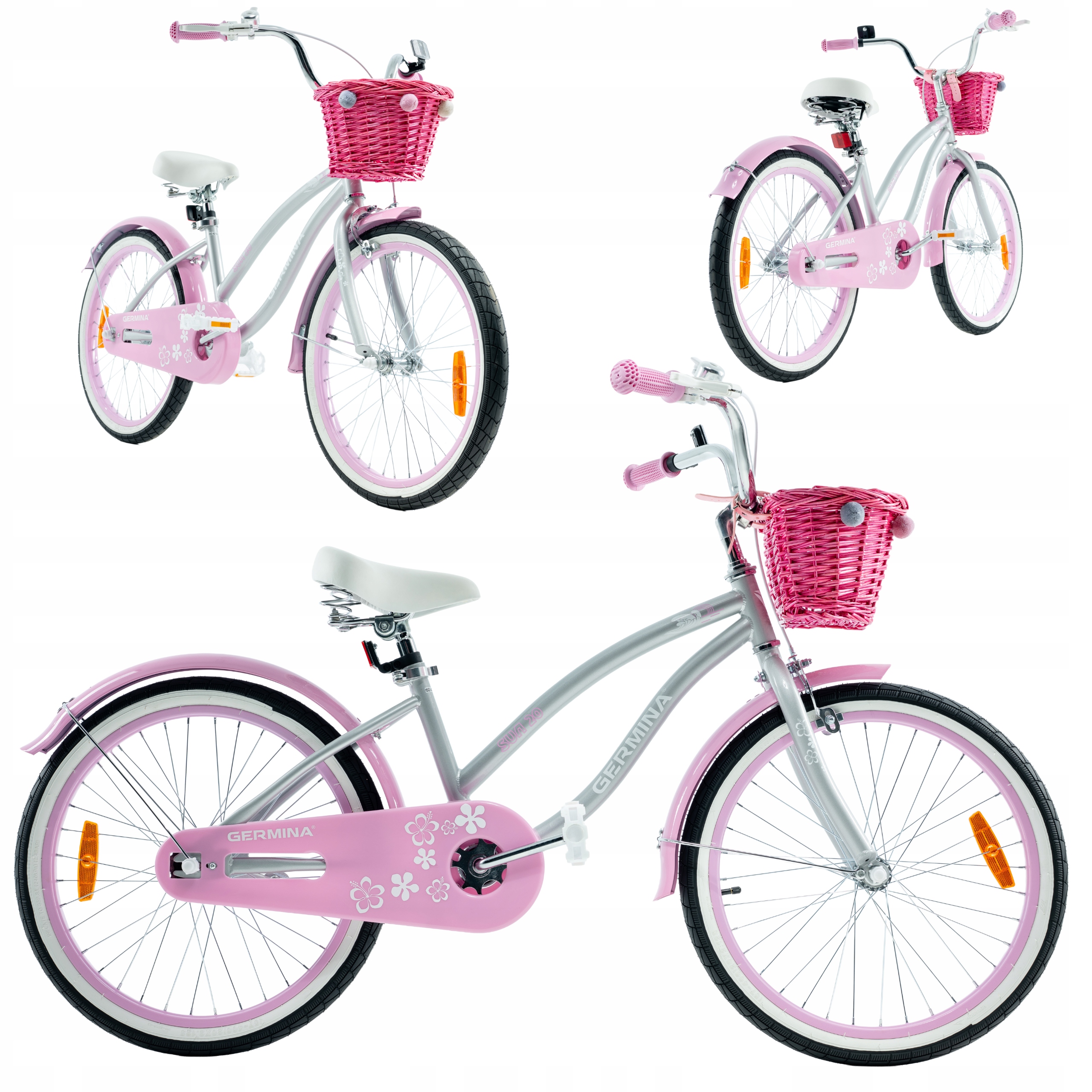 Rowerek dziecięcy Germina plażowy 20 szary dziewczęcy miejski cruiser