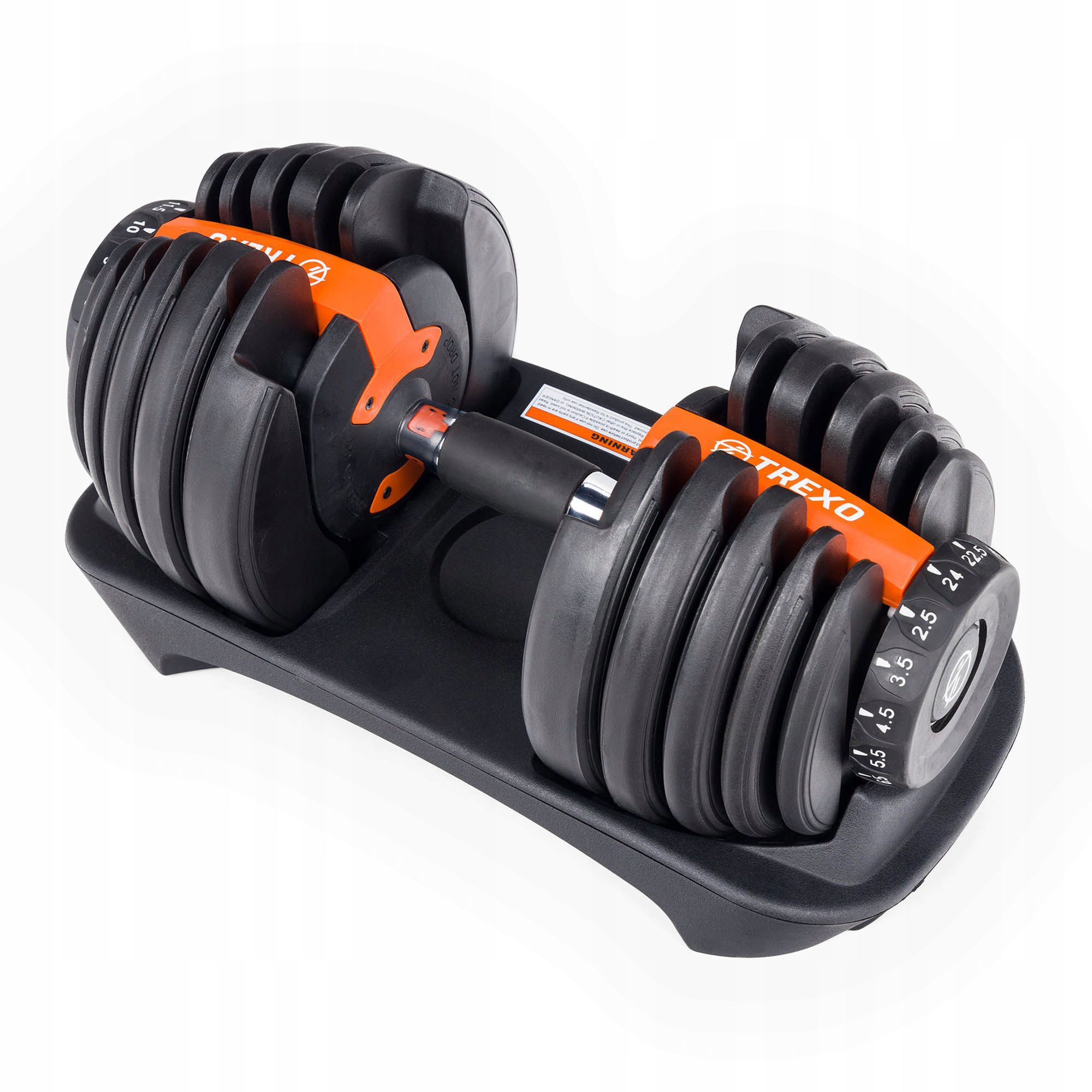 Hantel regulowany TREXO czarny ADT-24 |24 kg|Żeliwo|Antypoślizgowy uchwyt