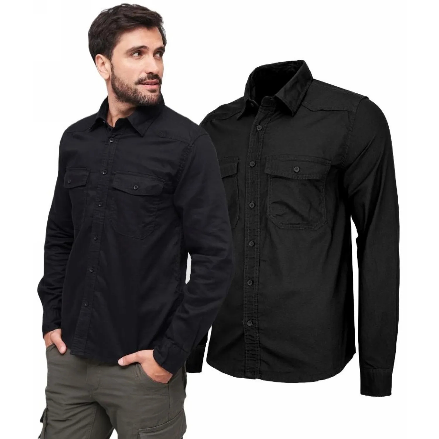 Košile s dlouhým rukávem Brandit Flannel Shirt černá 7XL [7XL]