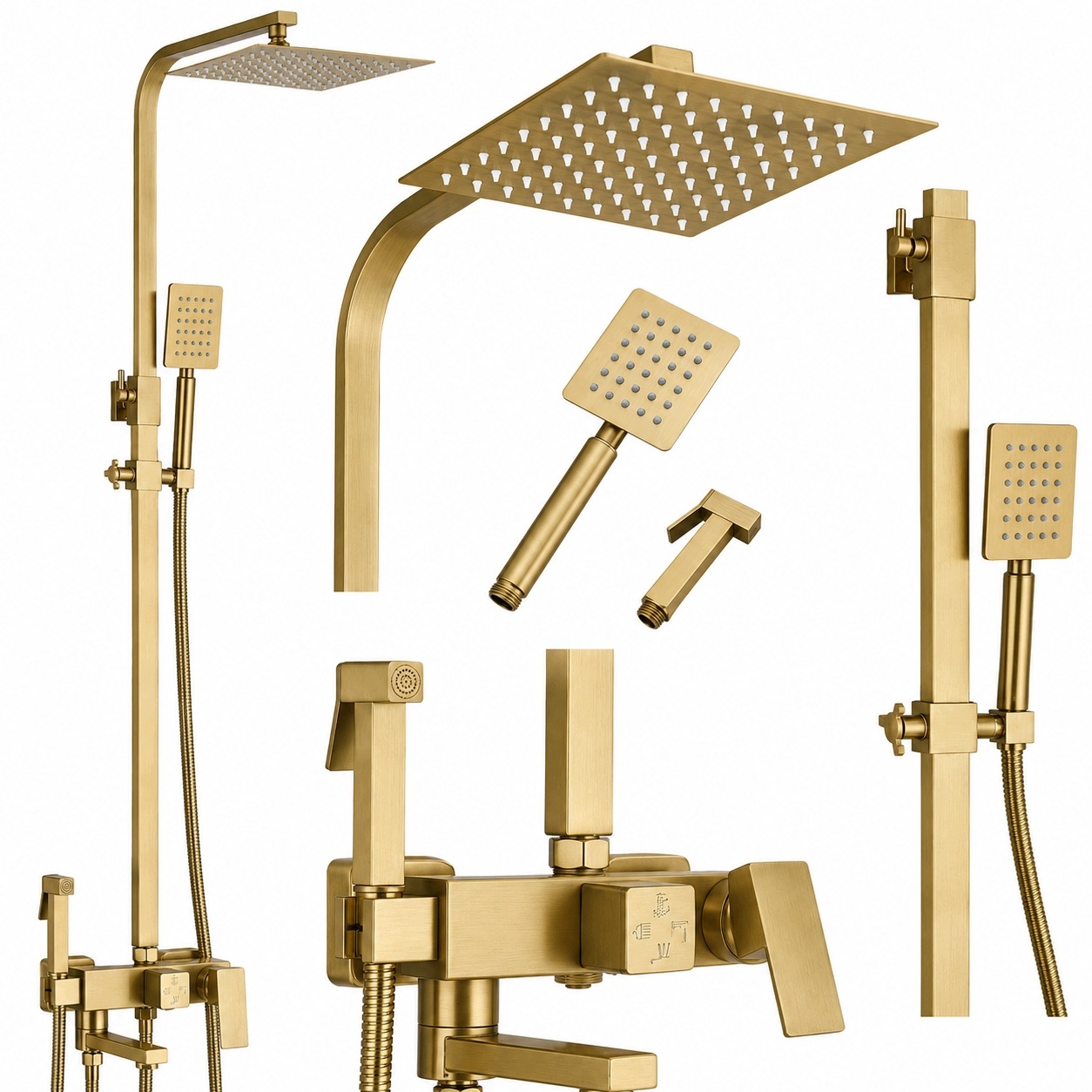 Sprchový Set Dešťová sprcha Tryska Sprchová Hlavice Sprchová vanička Bidet Zlatý