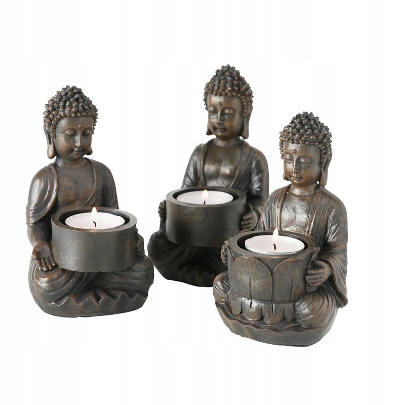 

świeczniki figurki Budda nowoczesne Kpl
