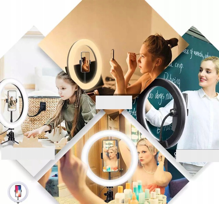 LAMPA PIERŚCIENIOWA RING LED ZE STATYWEM DUŻA 220 Waga produktu z opakowaniem jednostkowym 1.4 kg