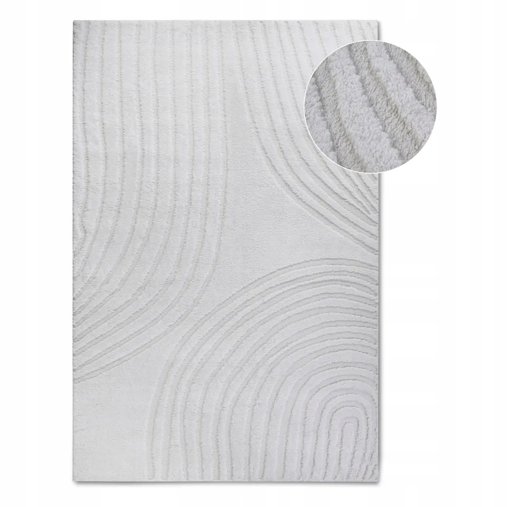 Koberec plyšový do obývacího pokoje 120 x 170 cm, krémový, moderní vzor