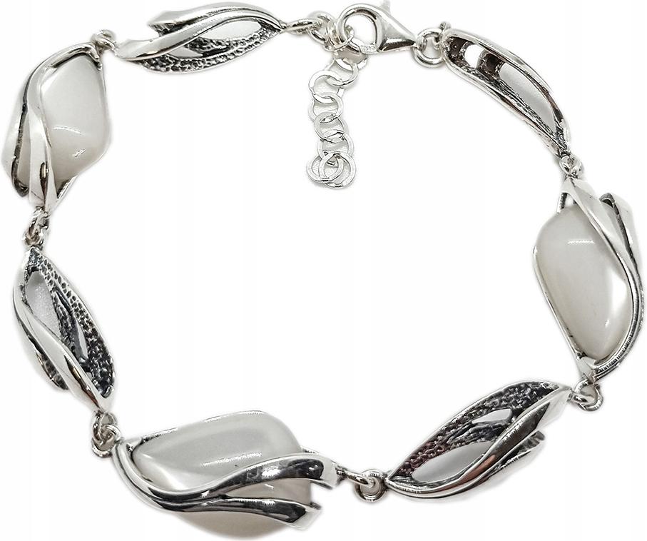 Stříbrný náramek 925 elegantní s bílými kameny, moderní vzor