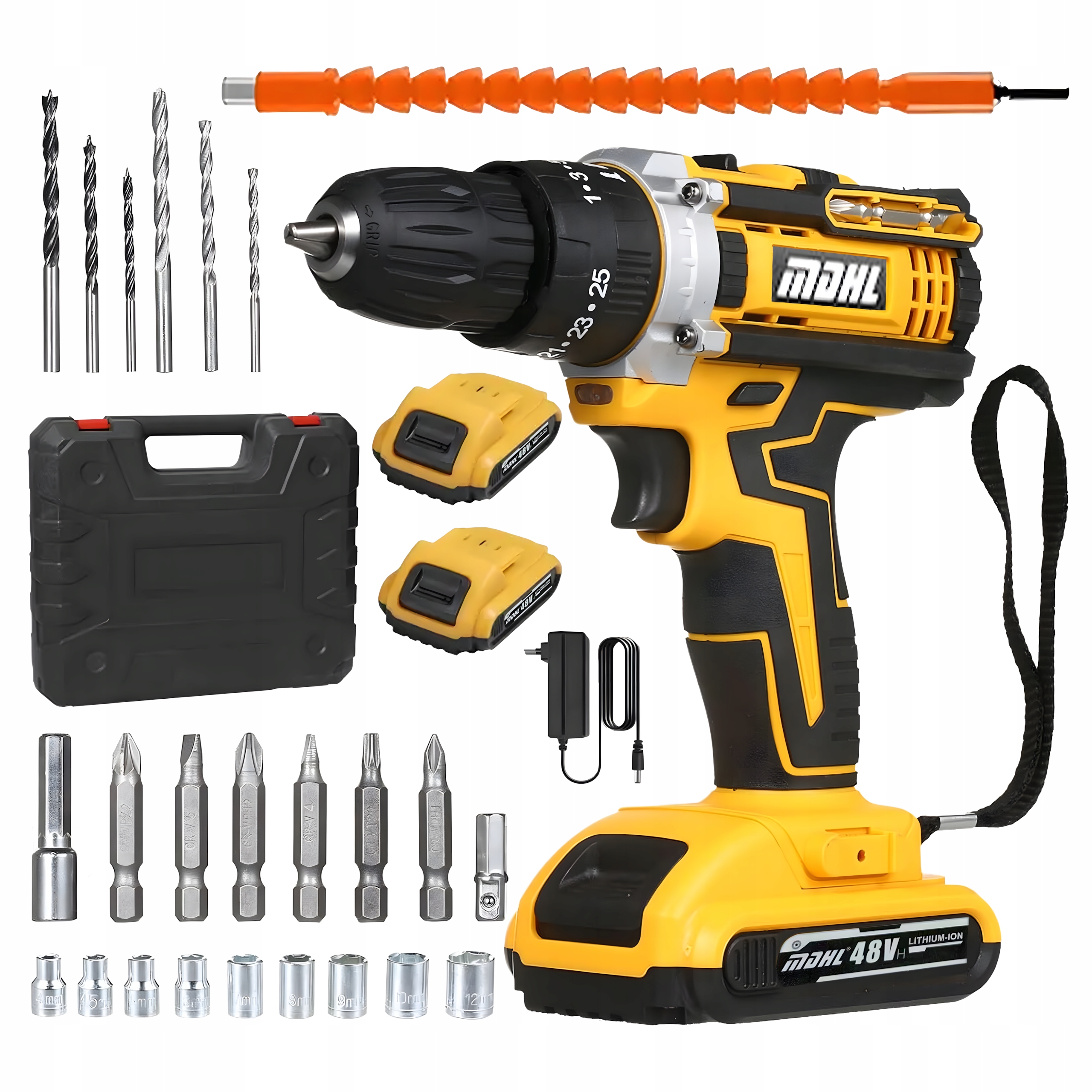 Udarowa Wiertarka Wkrętarka Akumulatorowa Walizka 2xAku Nasadki Led 1974