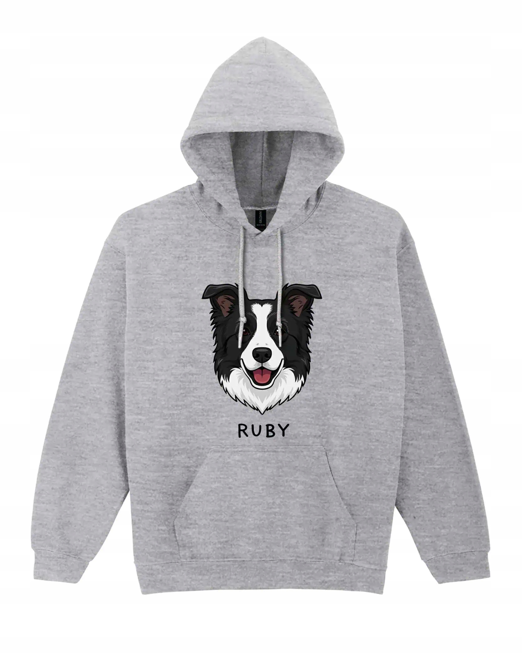 Mikina s kapucí Border Collie Personalizovaná Pes Šedá XL
