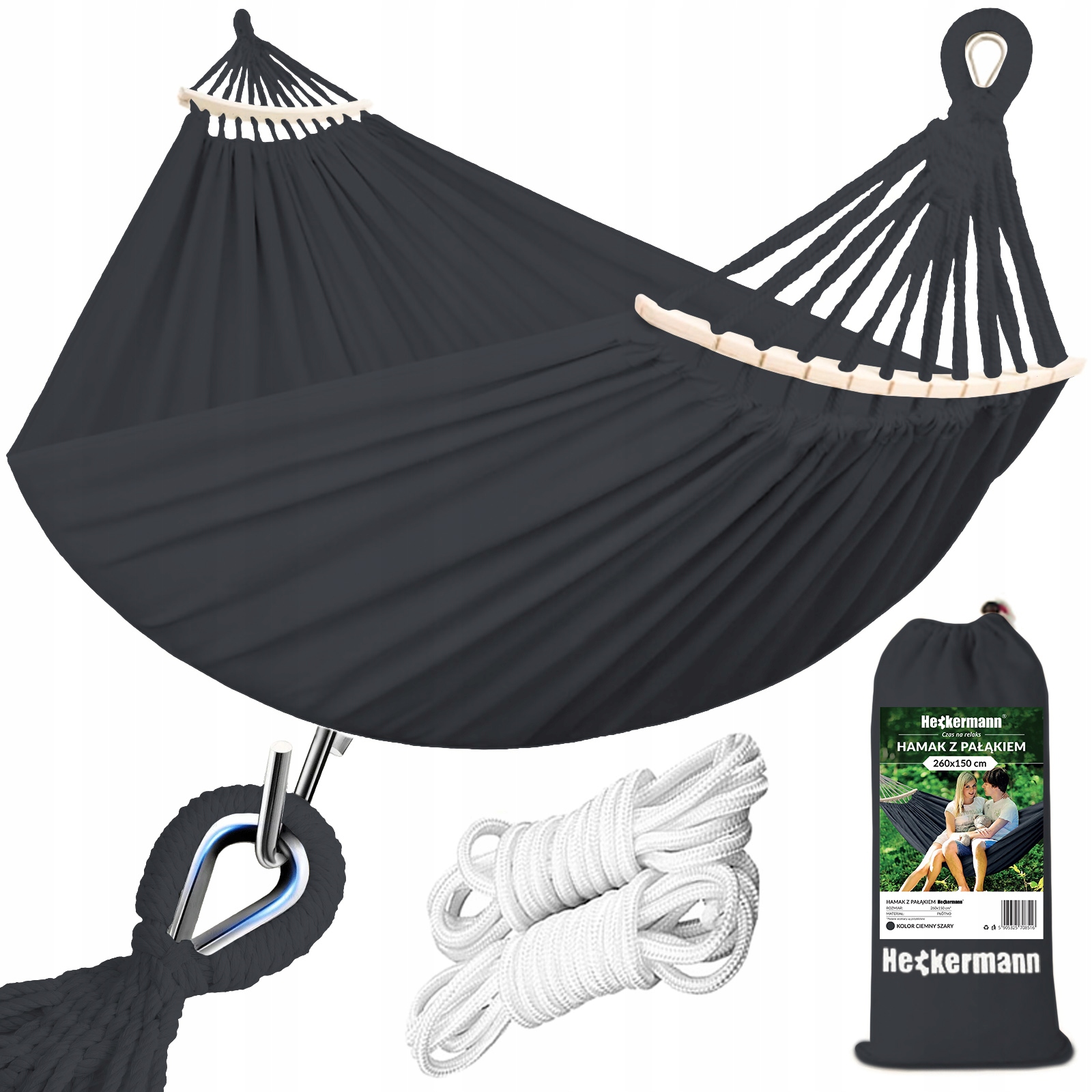 Hamak 2 Osobowy Ogrodowy Huśtawka Mocny Okrągły Wzmocniony Pałąk Duży Torba
