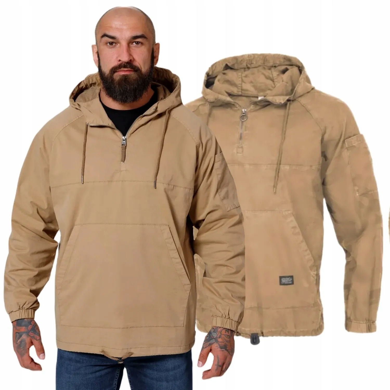 Bunda s kapucí Pitbull Klokanka Bassmore Military Kangaroo Jacket Sand