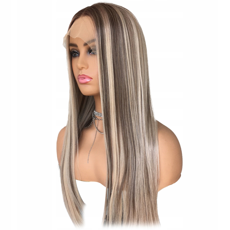 Krásná Blond Paruka Velká Sada 3V1 Stojan Podpůrná Čelenka