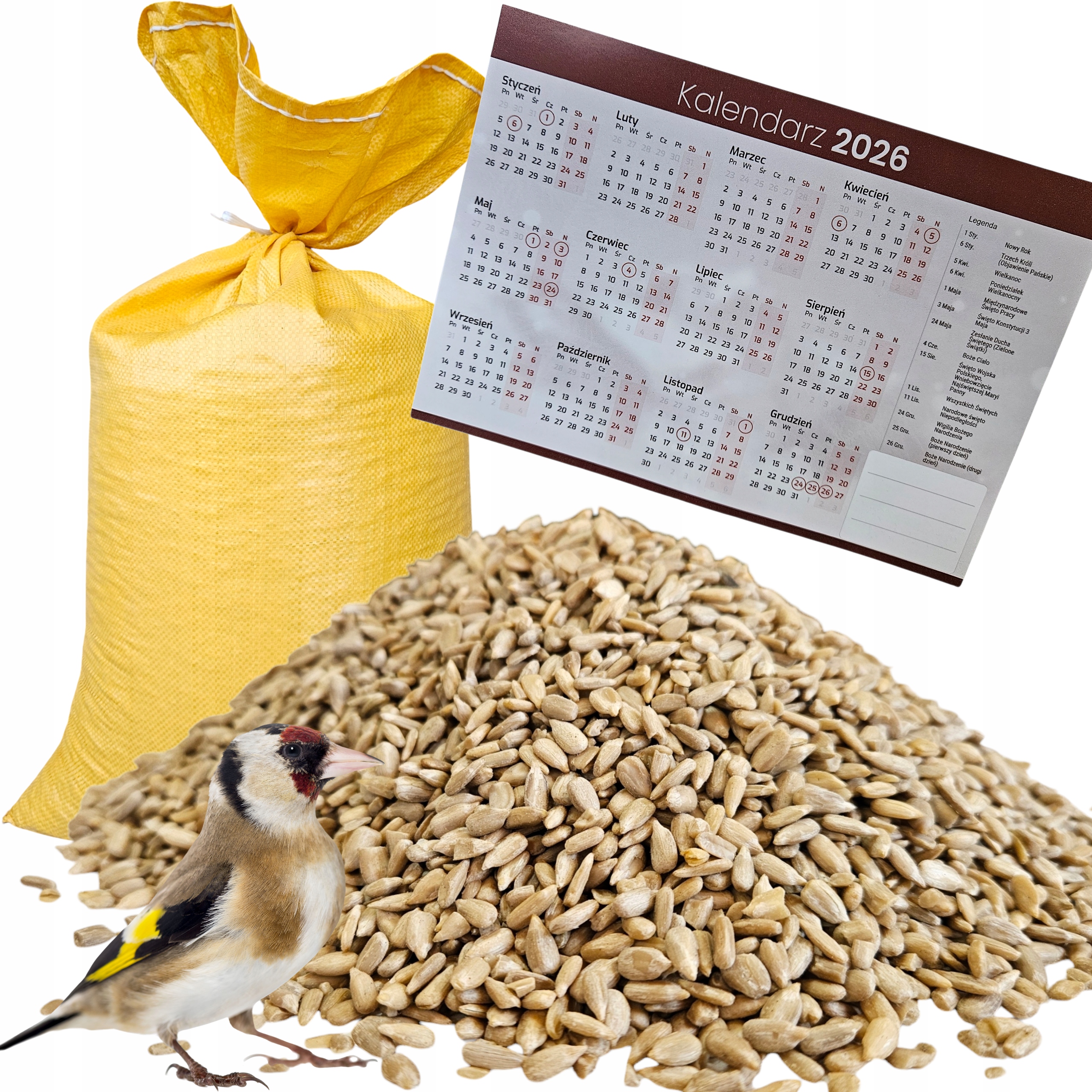 Slunečnicová Semínka Loupaná Semena slunečnicová semínka Ptáků Krmivo 25 Kg Kalendář