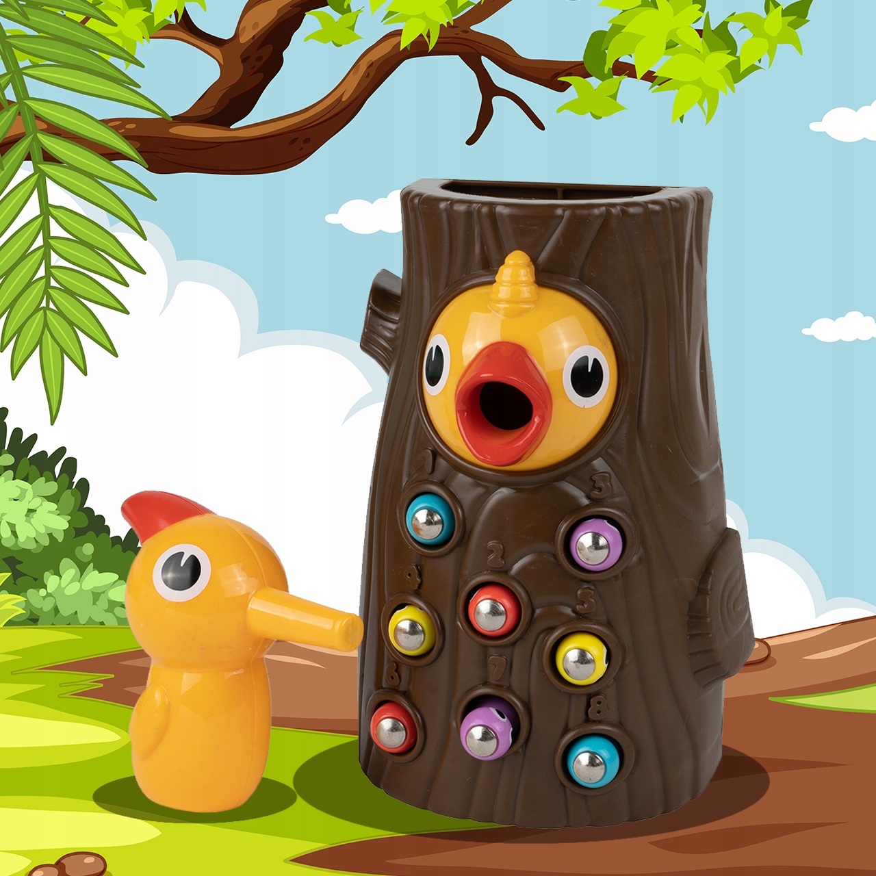 RODZINNA GRA ZRĘCZNOŚCIOWA MAGNETYCZNA DZIĘCIOŁ I ROBACZKI ZESTAW PREZENT Kod producenta 5905108452063