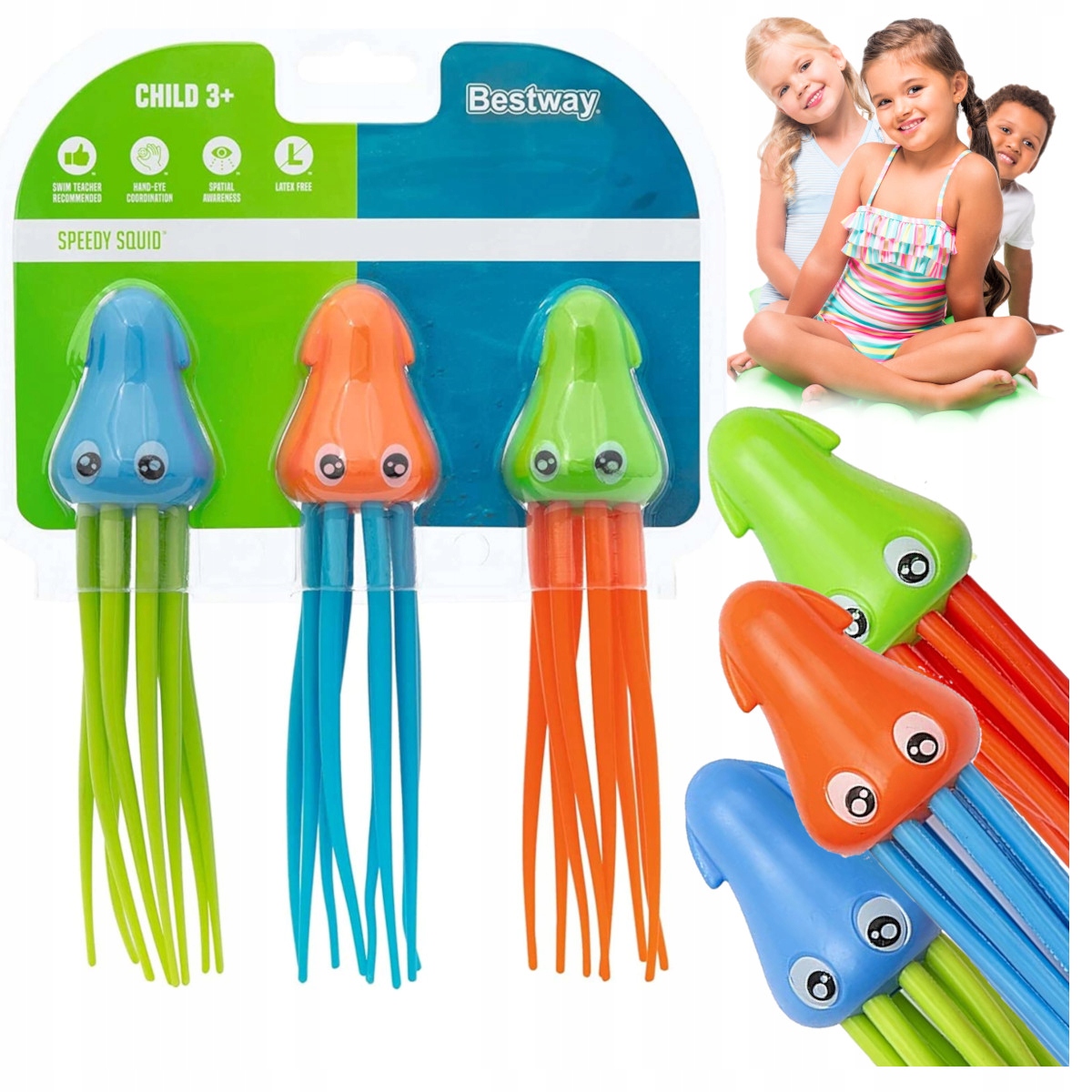 PODWODNE OŚMIORNICZKI DO NAUKI NURKOWANIA wyławiania z wody 3 szt. BESTWAY Stan opakowania oryginalne