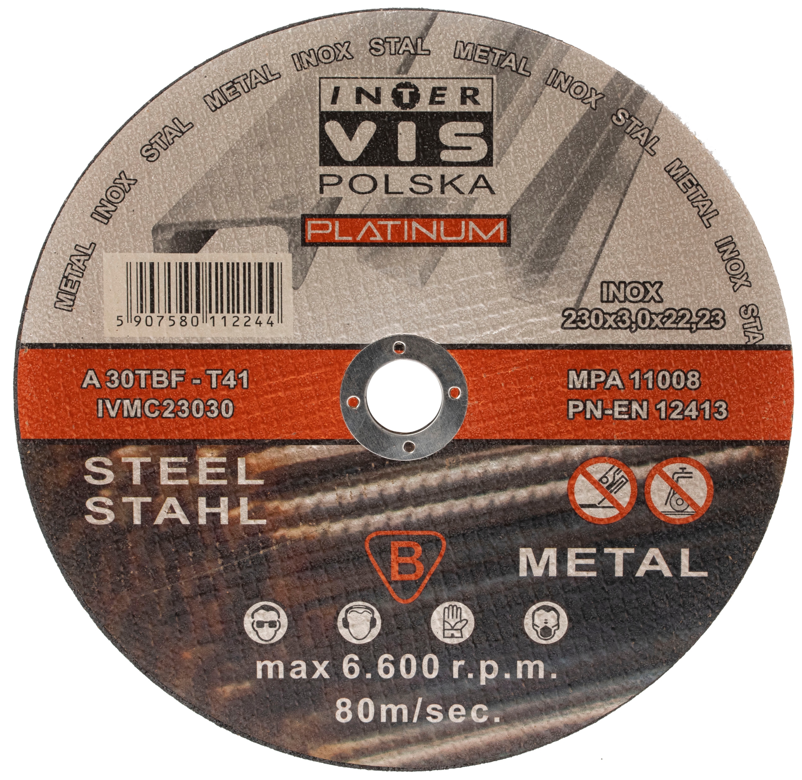 

Tarcza cięcia metalu stali InterVis 230x3,0 Inox