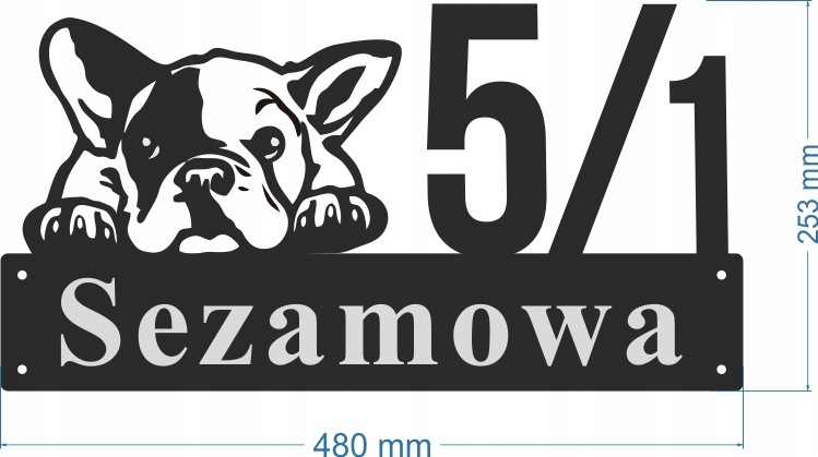 Numer Na Domov Tabuľa Adresa Oceľ 2 mm Sezamová ul.