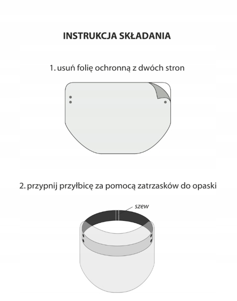 Przyłbica ochronna - osłona twarzy (P1430) HIT! Rodzaj czołowa (zakładana na czoło)