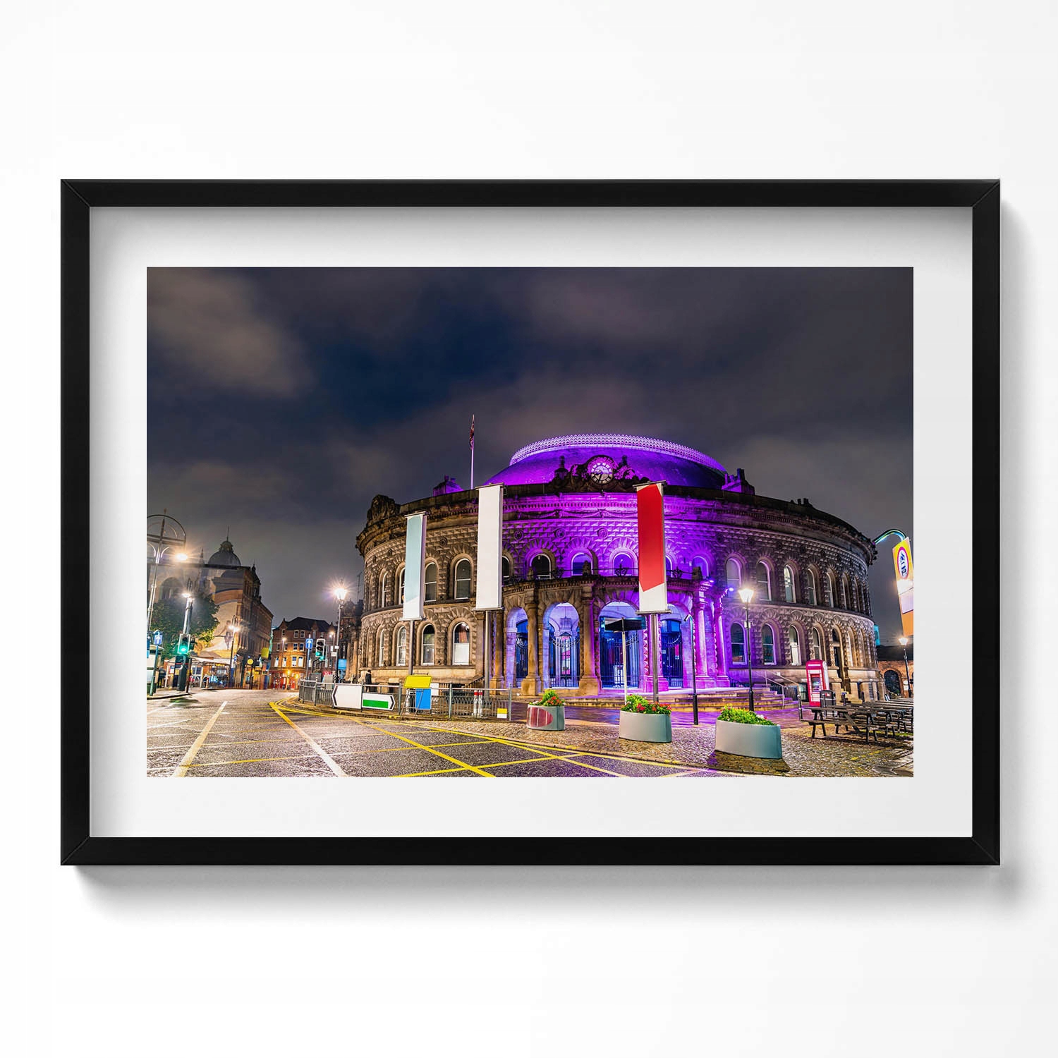 Závěsný obraz rámeček v černé barvě Leeds Corn Exchange v Anglii 70x50 cm