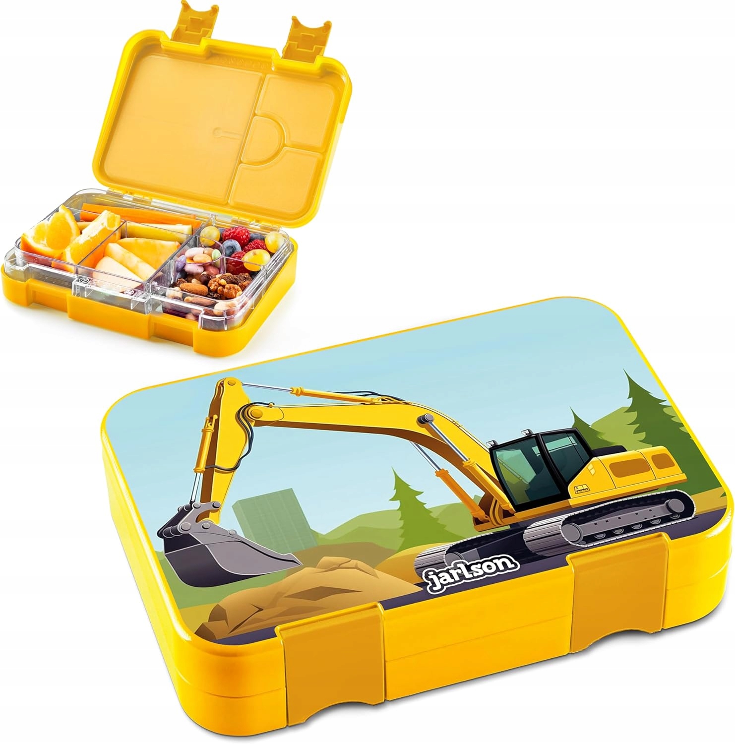 Lunchbox śniadaniówka Jarlson koparka żółty Toni box do szkoły przedszkola