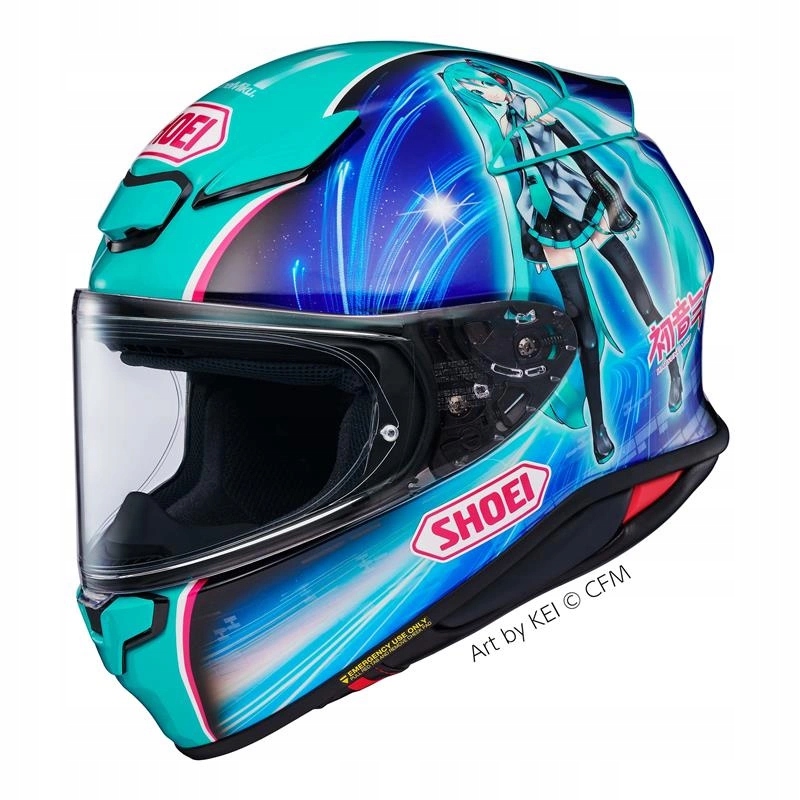 Motocyklová prilba Shoei NXR2 Hatsune Miku TC-4 modrá zelená Darčeky