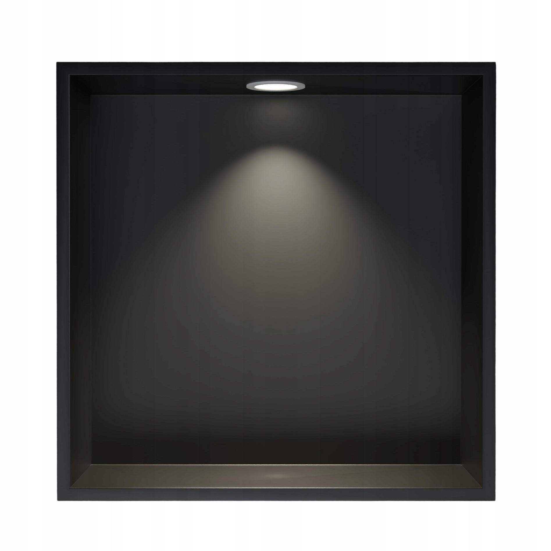 Półka wnękowa podtynkowa czarna 30x30 1x Led oprawka biała
