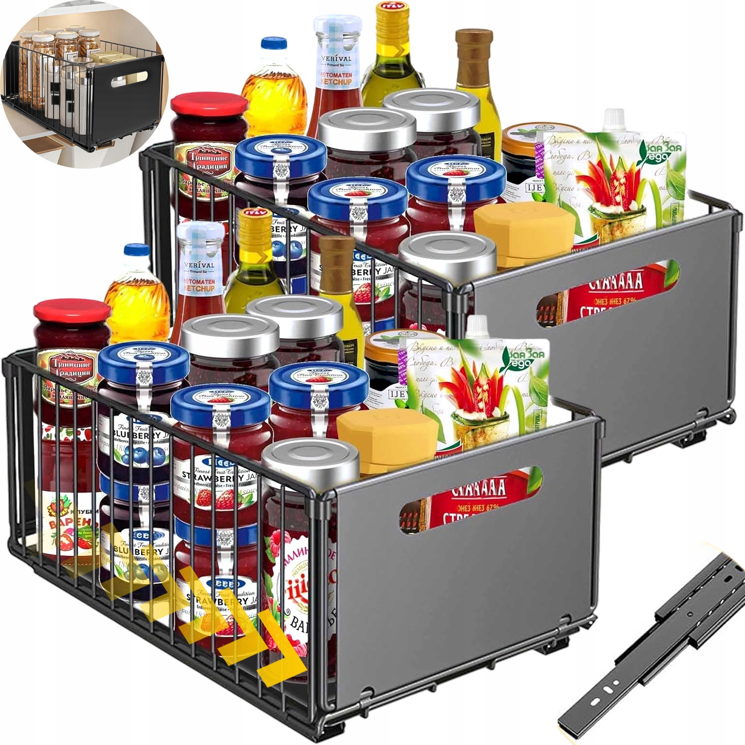 Výsuvná Police Ocel Uhlíková Optimalizace Prostoru Pro Kuchyň Koupelna