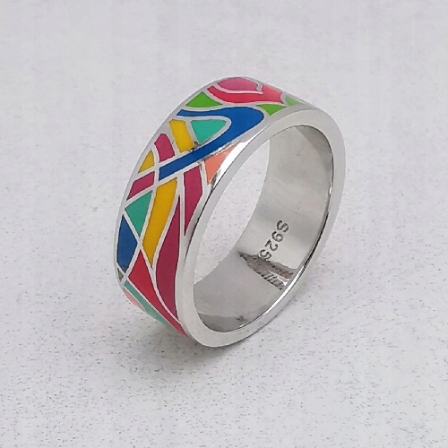 Prsten s barevným smaltem