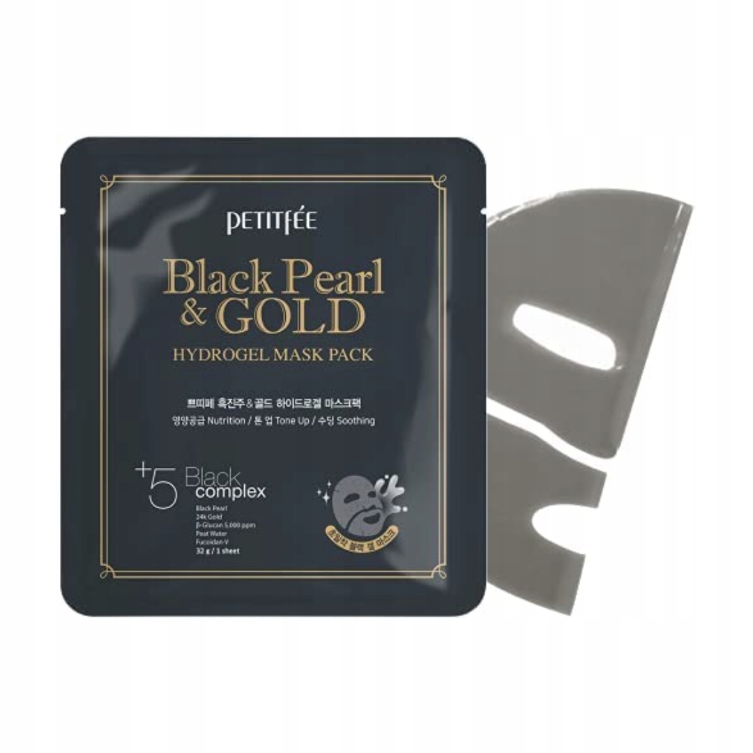 Petitfee Black Pearl & Gold Mask Pack 32 g - Hydrożelowa maska rozświetlająca — 9