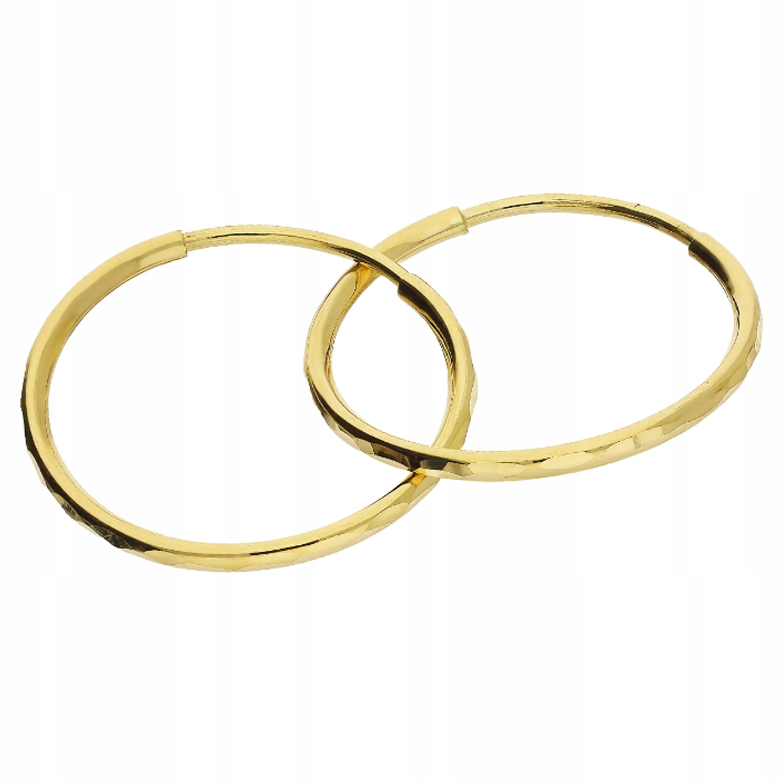 Zlaté náušnice 585 klasické 18mm šaržírovací kolečka jsou ideální jako dárek 14k