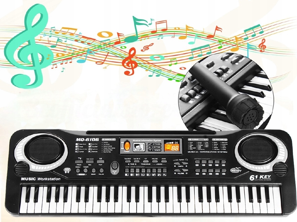 Duże Organy Keyboard Pianino Dla Dzieci do Nauki 61 Klawiszy + Mikrofon Płeć chłopcy dziewczynki