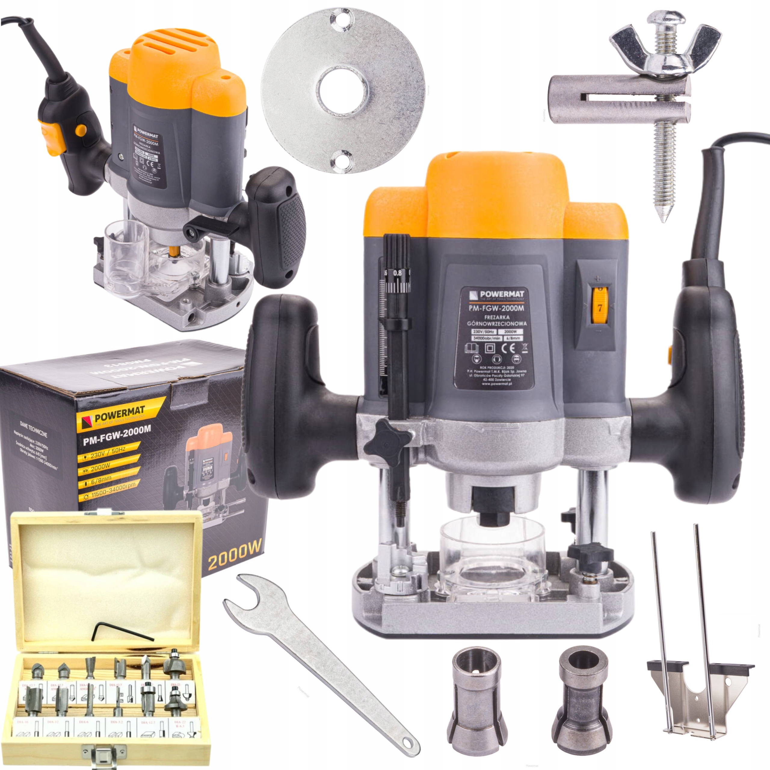 FREZARKA GÓRNOWRZECIONOWA KRAWĘDZIOWA WYCINARKA 2000W 6/8mm +12 FREZÓW