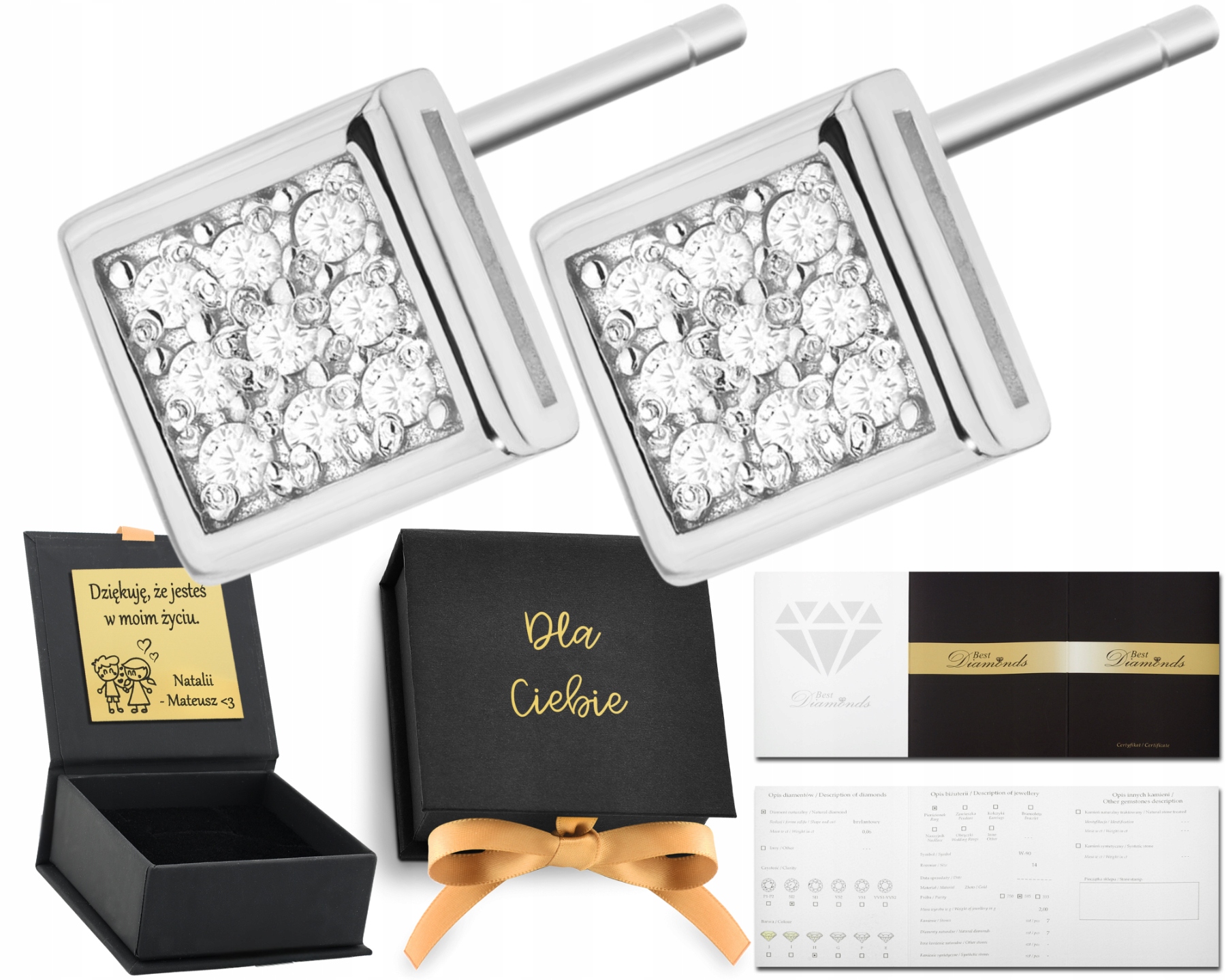 Bílé Zlato Náušnice S Brilianty 585 Obchod Gravírování