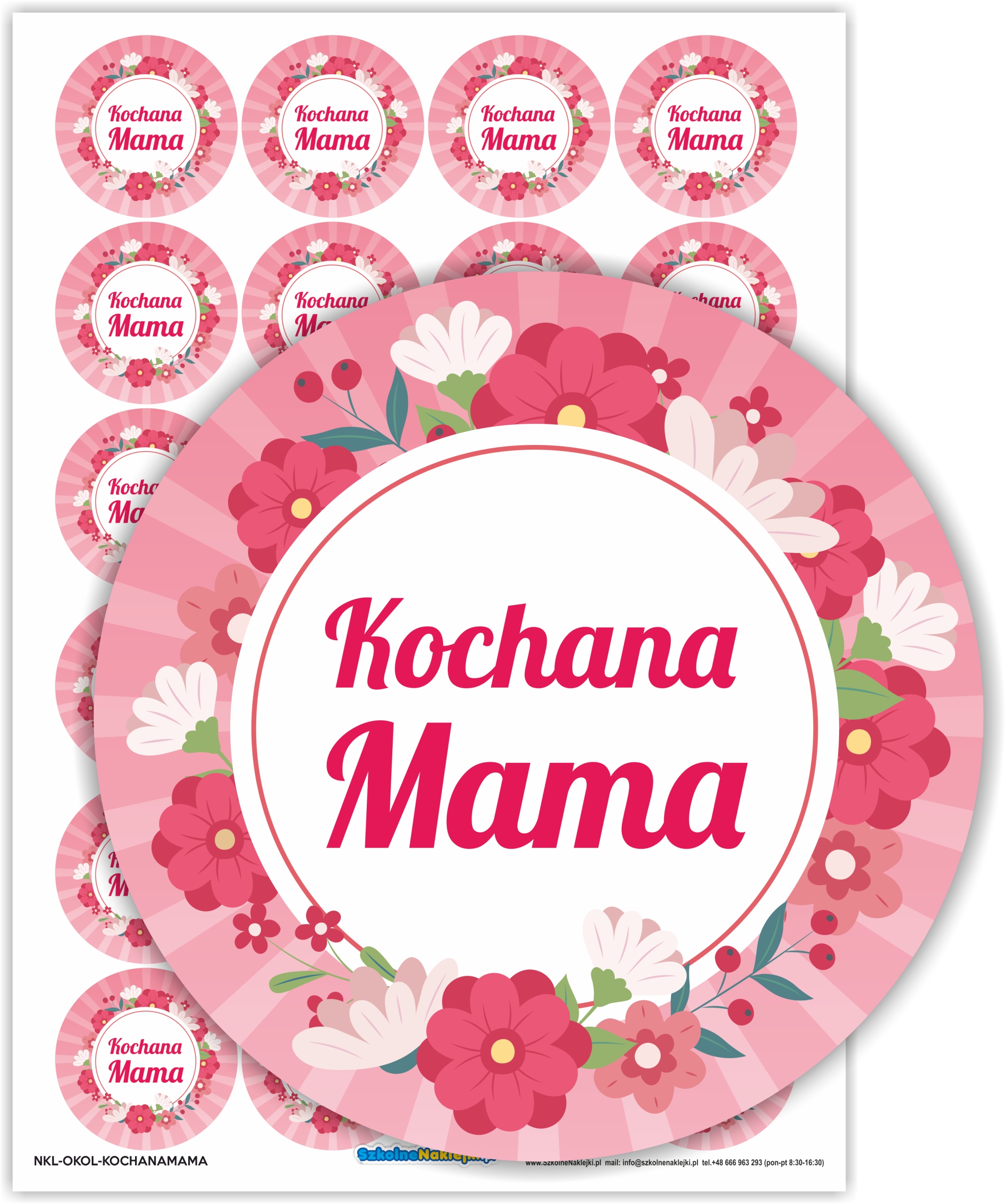 

Naklejki okrągłe na Dzień Mamy Kochana Mama 24szt.