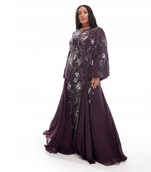 Zdobená Flitrová Koktejlová Šaty Design Pro Plnoštíhlou Ženu 52 6XL