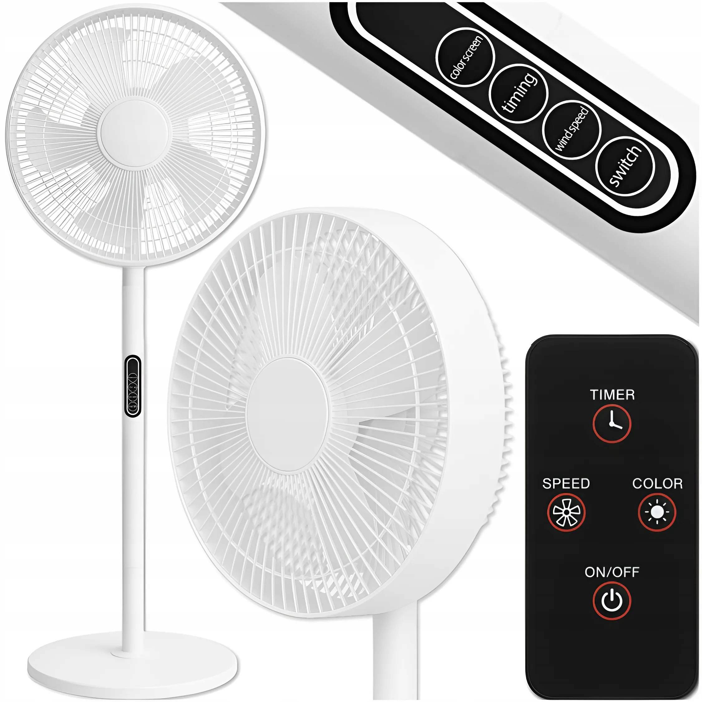 WENTYLATOR STOJĄCY WIATRAK PODŁOGOWY POKOJOWY CICHY 8 TRYBÓW + PILOT Marka Sapir