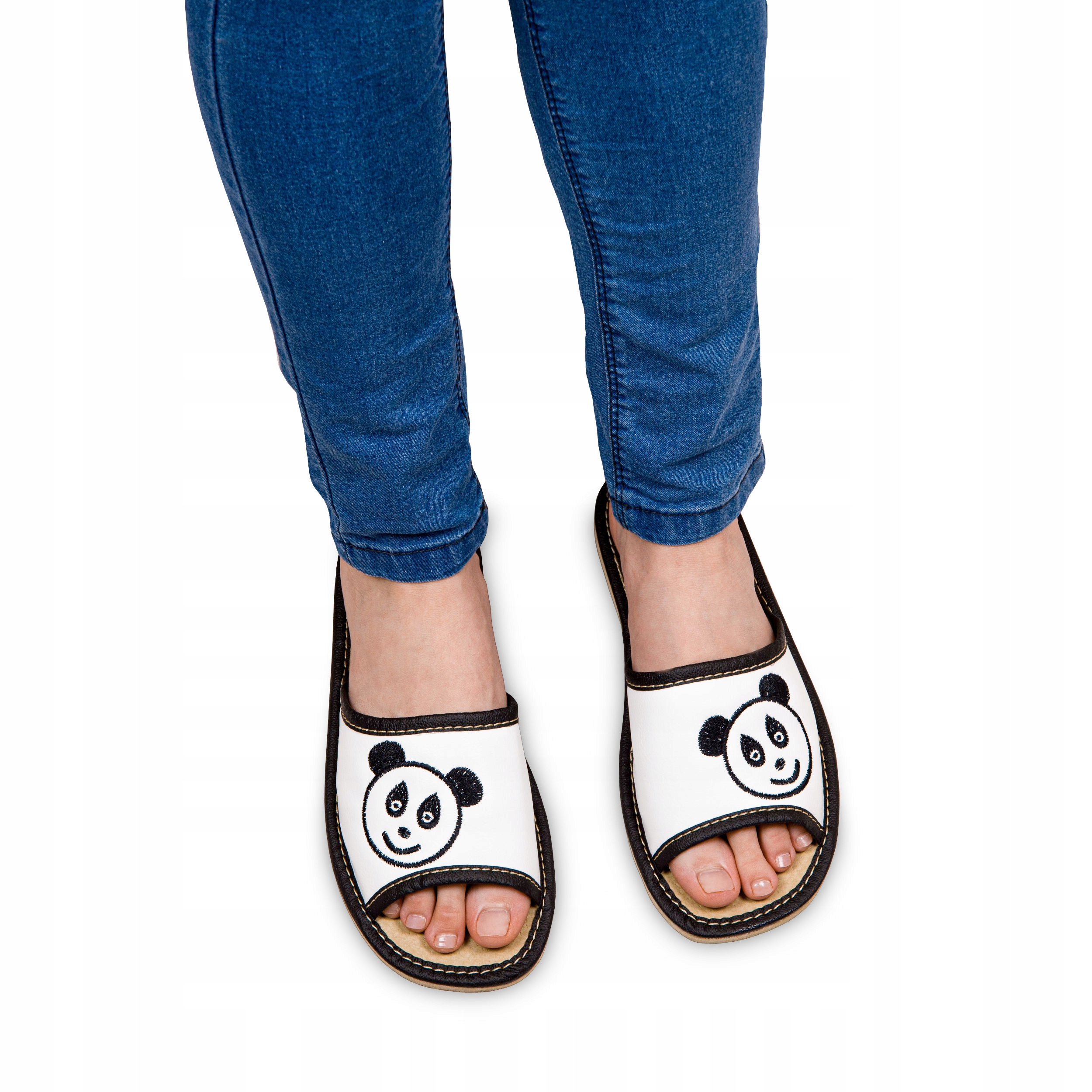 

Śmieszne kapcie klapki damskie Panda lekkie domowe