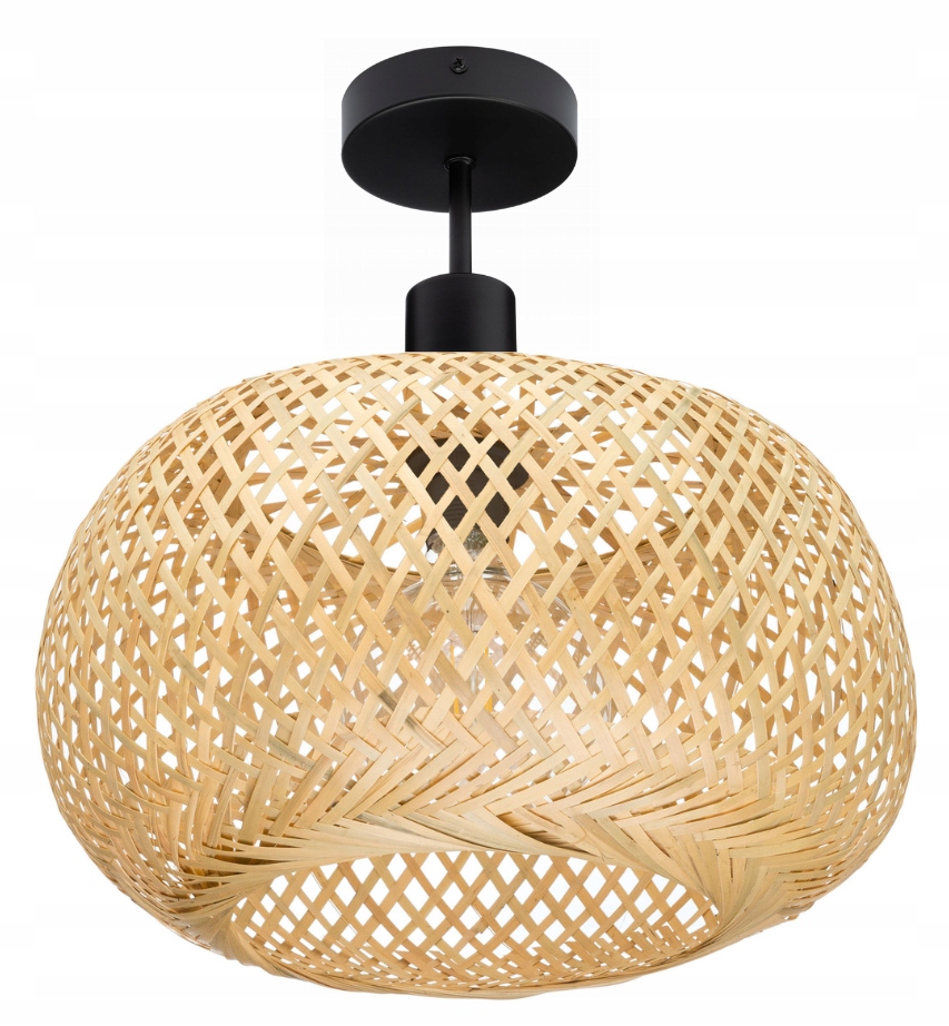 Lampa sufitowa bambusowa półplafon DMT02 czarny