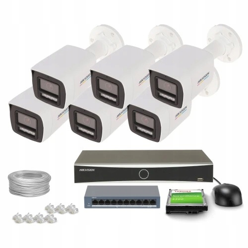 Sada na monitorovanie domu firma Ip 6x DS-2CD1067G2H-LIU 6Mpx Ir 30 m mikrofón