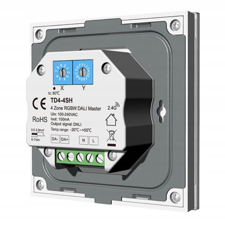 TD4-4SH dotykowy panel ścienny DALI MASTER RGBW 4 strefy, DT6 / DT8 Biały Kod producenta TD4-SW  W