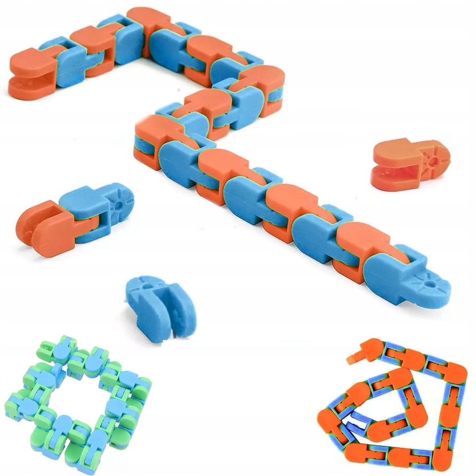 WĄŻ DO ŁĄCZENIA ZABAWKA SENSORYCZNA KLOCKI ŁAŃCUCH Wysokość produktu 27 cm