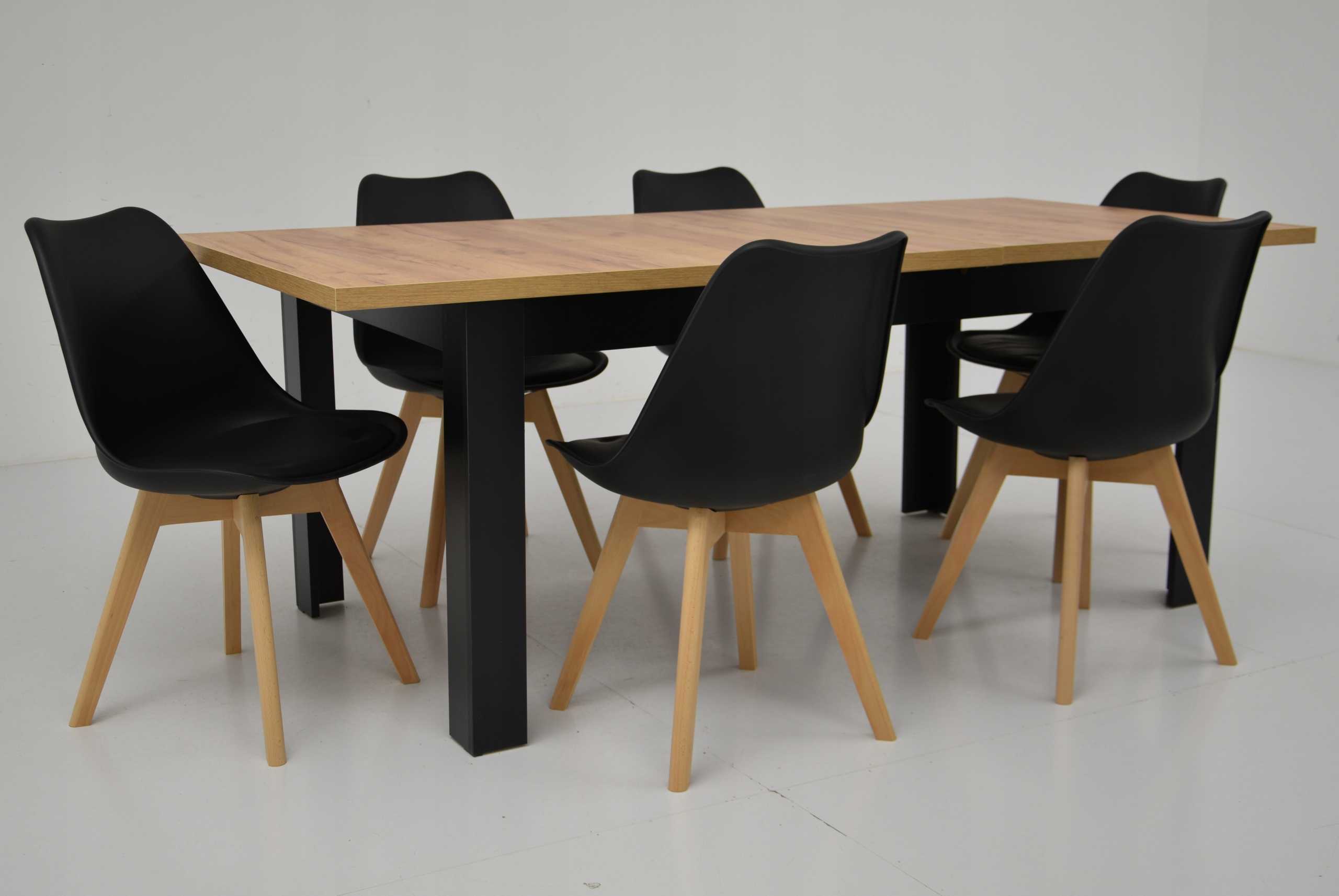 Stół rozkładany 90x160/200 6 krzeseł dąb craft komplet do salonu Szerokość stołu 90 cm